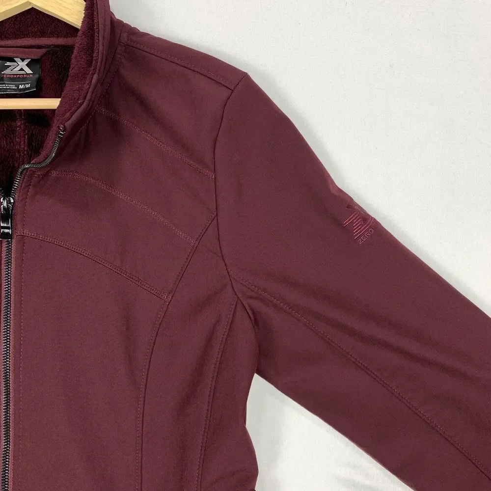 Zeroxposur Womens Water Resistant Warm Rain Jacket Plum Womens Medium Soft Shell